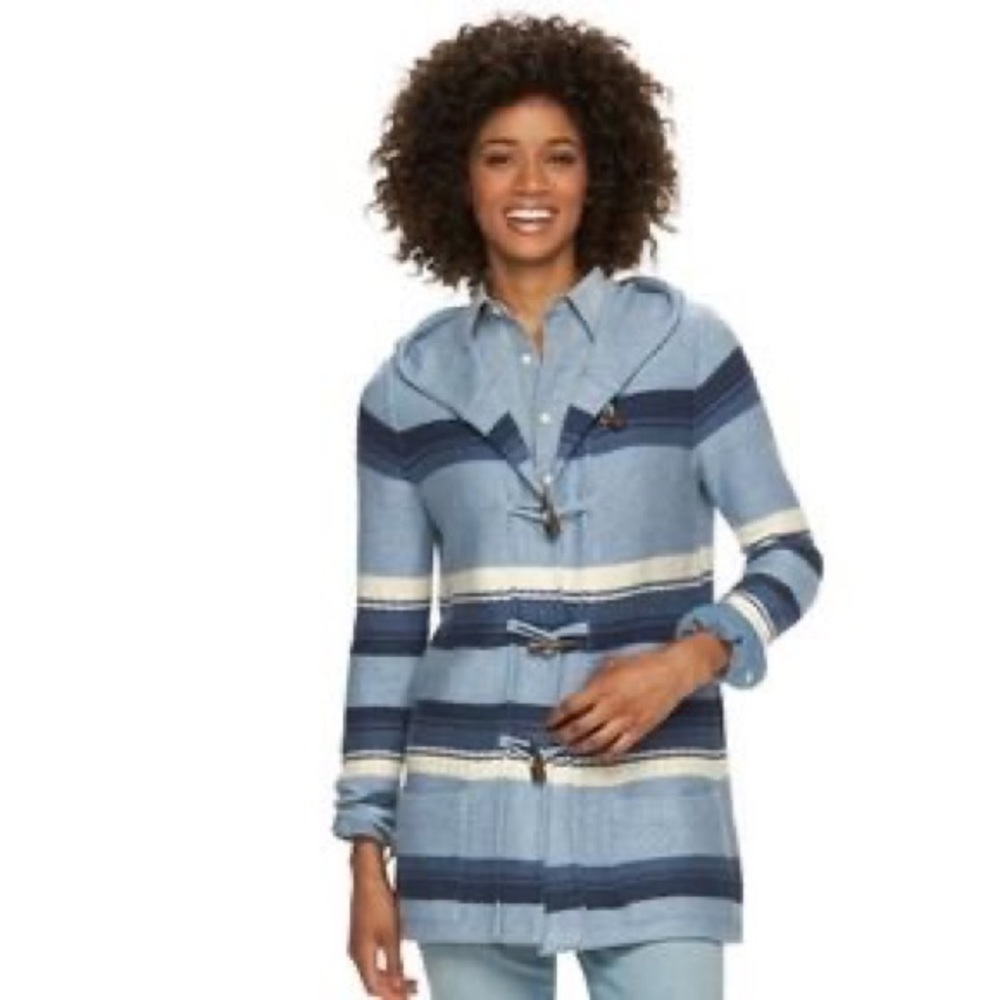 CHAPS TOGGLE SWEATER JACKET (L)